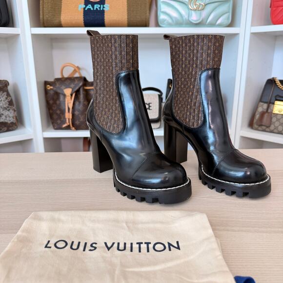 Louis Vuitton Shoes - Louis Vuitton Monogram Ankle Boots Smooth Leather Size 37.5 EU / 7.5 US